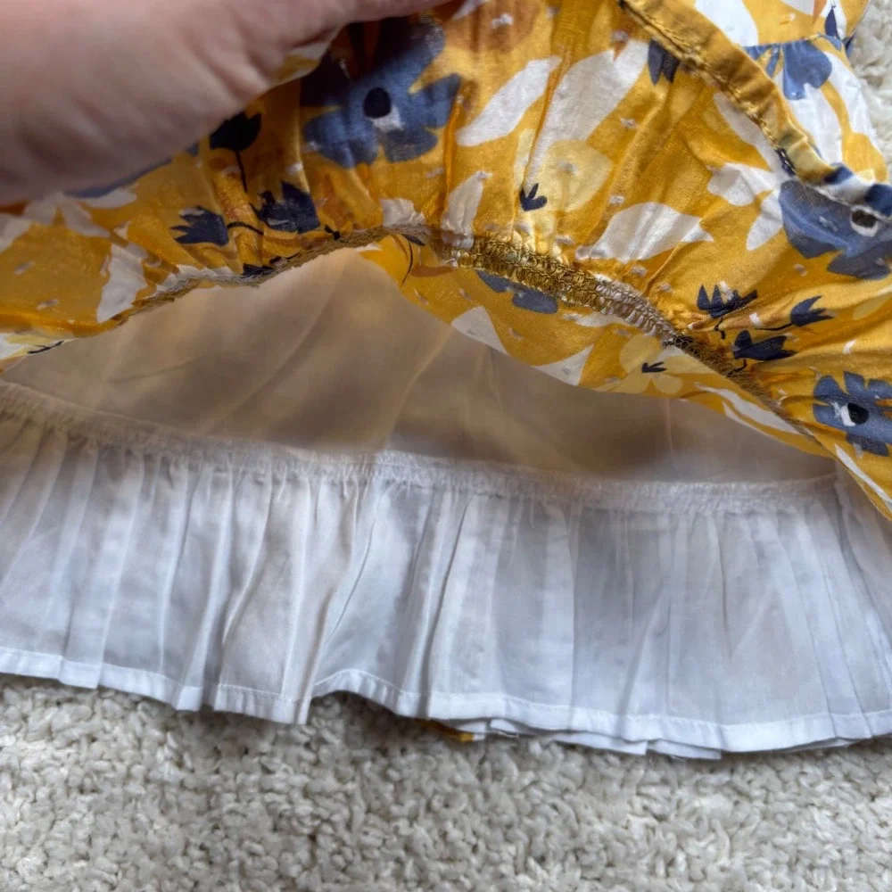 Tommy Bahama Girls Yellow Floral Ruffle Dress‎ Size 4T Sleeveless Tie Neck